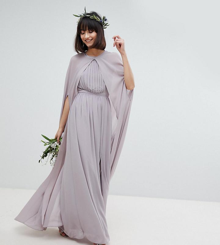 Tfnc Wedding Chiffon Maxi Cape Cover Up - Gray