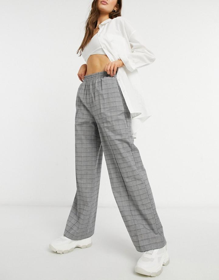 Asos Design Oversized Track Pants In Mono Check-multi