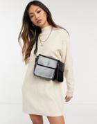 Fashion Union Knit High Neck Sweater Dress In Lightweight Cable Detail-white