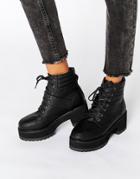 Asos Rator Chunky Lace Up Ankle Boots - Black