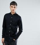 Asos Tall Slim Stretch Denim Shirt In Black - Black