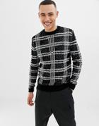 Only & Sons Textured Checked Knitted Sweater - Black