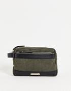 Bolongaro Trevor Nylon & Leather Toiletry Bag In Olive-green
