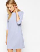 Asos Shift Dress In Jumbo Rib With 3/4 Sleeves - Terracotta