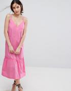 Warehouse Cotton Dropped Hem Cami Dress - Pink