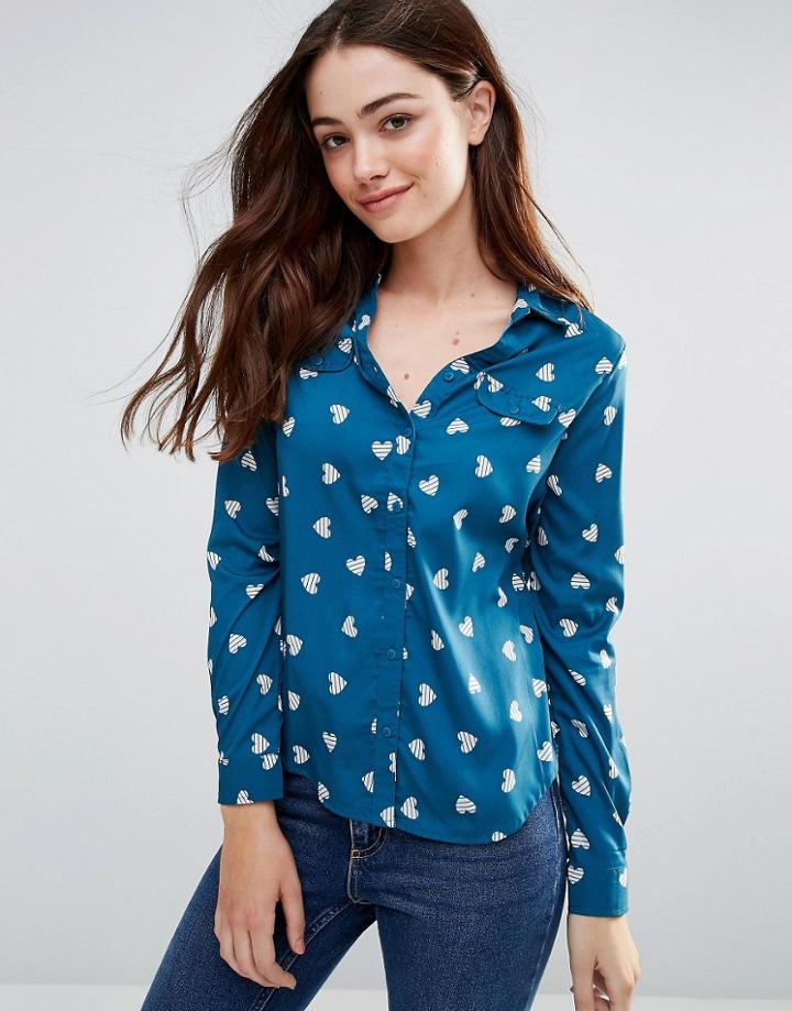 Sugarhill Boutique Lexi Heart Print Shirt - Green