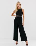 Little Mistress Upper Detail Jumpsuit-black