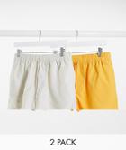 Asos Design 2 Pack Swim Shorts In Beige And Yellow Short Length Save-multi