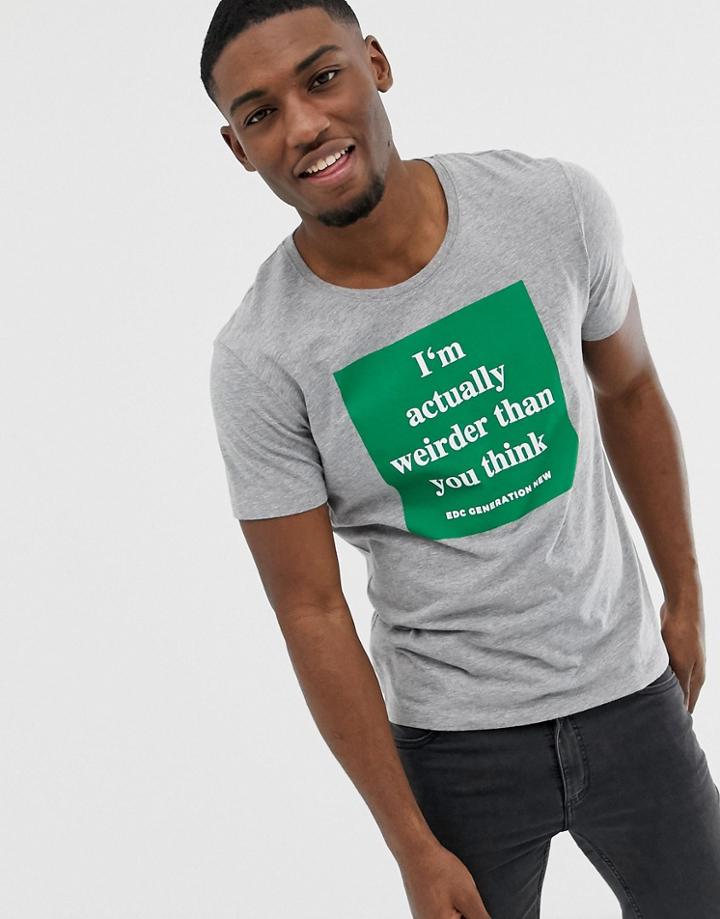 Esprit T-shirt I'm Weirder Print In Gray - Gray