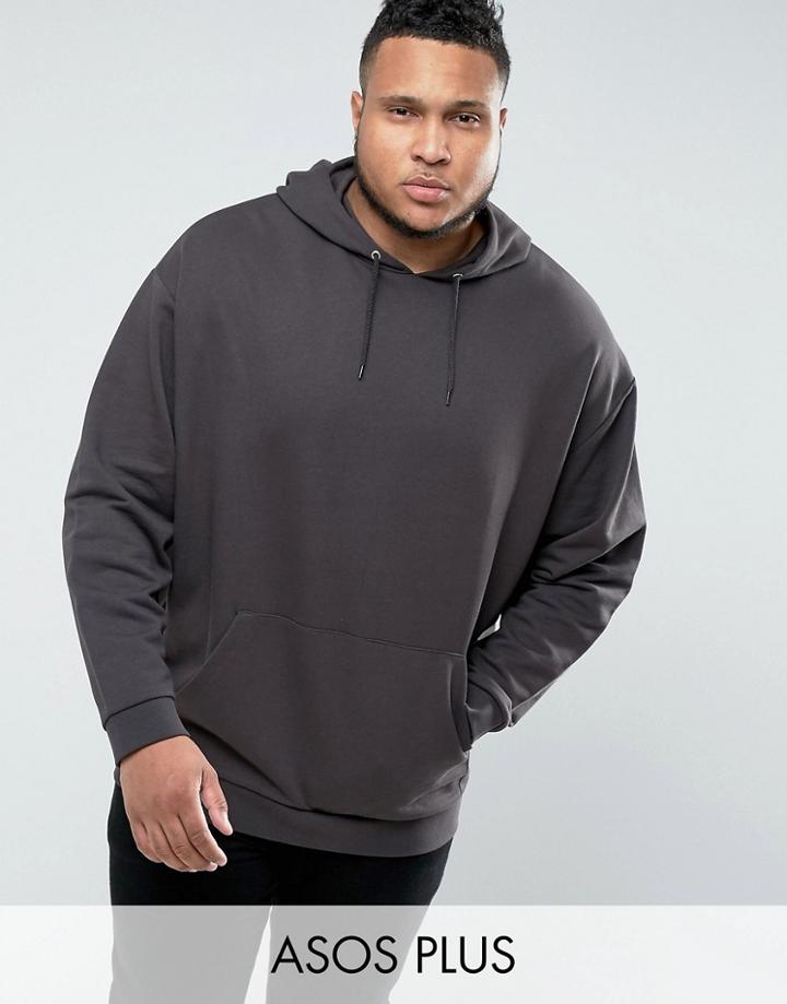 Asos Plus Oversized Longline Hoodie - Black