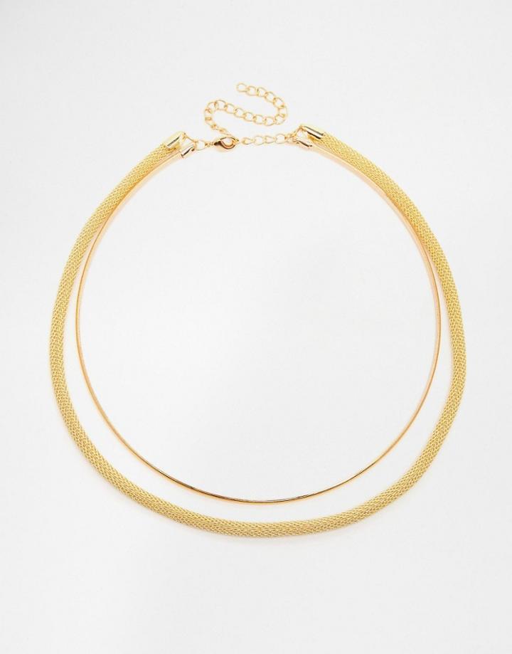 Missguided Double Layer Simple Necklace - Gold