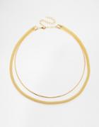 Missguided Double Layer Simple Necklace - Gold
