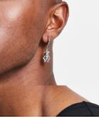 Asos Design Hoop Earrings With Teddy Bear Detail In Silver Tone