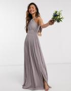 Tfnc Bridesmaid Exclusive Pleated Maxi Dress In Gray-grey