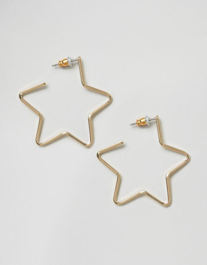 Asos Star Hoop Earrings - Gold