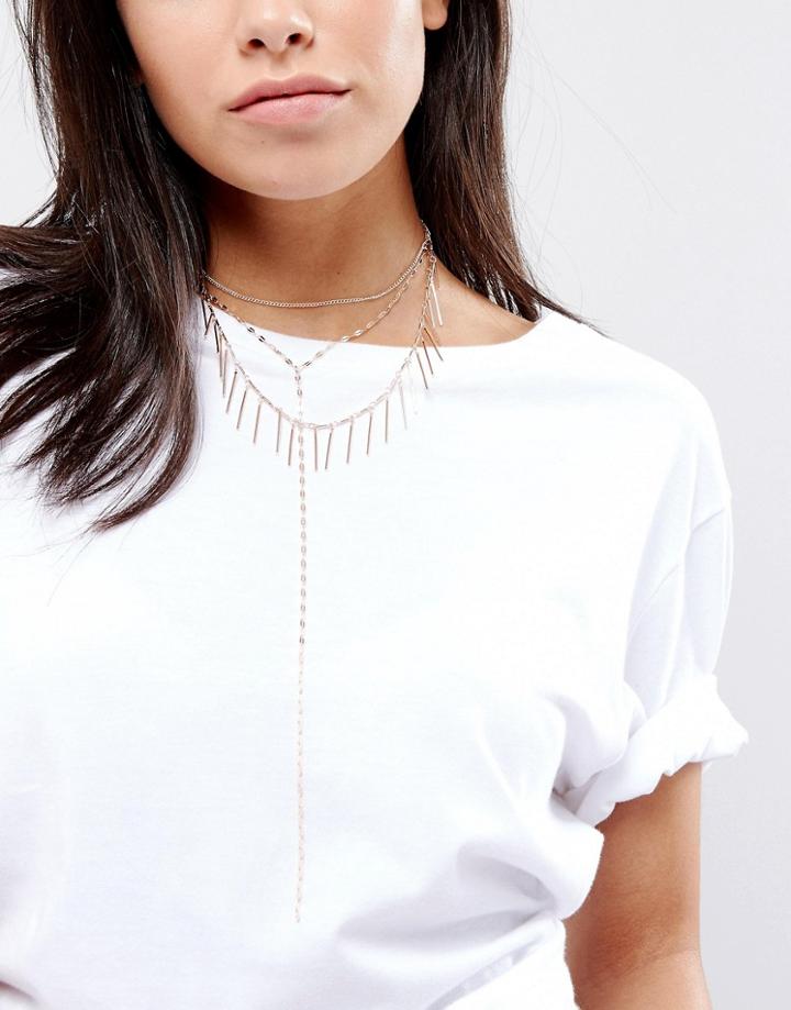 Designb London Delicate Stick Layering Necklaces - Gold