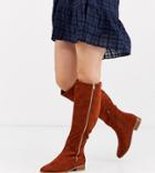 Asos Design Wide Fit Blair Knee High Boots In Tan