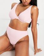 Peek & Beau Fuller Bust Exclusive Mix And Match Underwired Bikini Top In Pink Scrunch