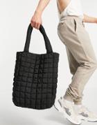 Asos Design Oversized Tote Bag With Quilted Design In Black