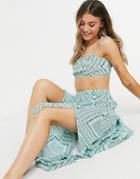 Asos Design Matching Tie Shoulder Beach Top In Bandana Print-multi