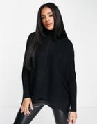 Qed London Oversized Roll Neck Sweater In Black