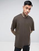 Bershka Box Fit T-shirt In Khaki - Green