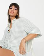 Urban Threads Shirt Set In Sage Green Gingham