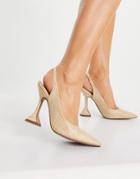 Asos Design Power Slingback High Heel Shoes In Natural-neutral