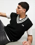 Night Addict Cricket Style Sweater Vest In Black