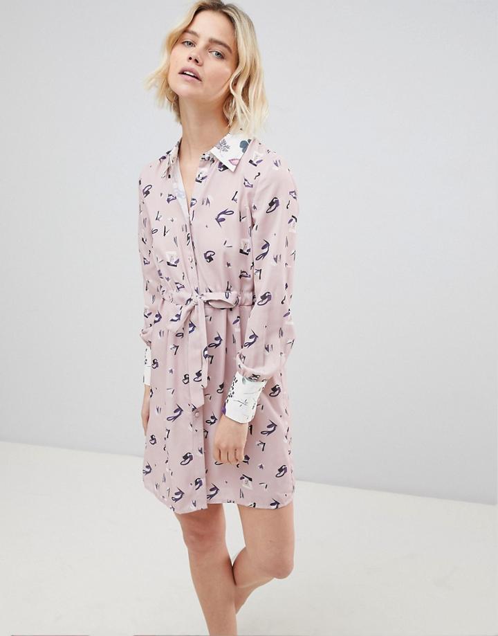 Unique 21 Pink Floral Shirt Dress - Multi