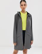 Rains Long Waterproof Jacket In Charcoal-black