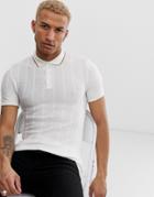 River Island Knitted Polo In White - White