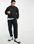 Adidas Originals Trefoil Linear Sweatpants In Black With Leg Patch