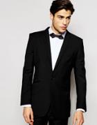 Hart Hollywood By Nick Hart 100% Wool Suit Jacket In Slim Fit - Black