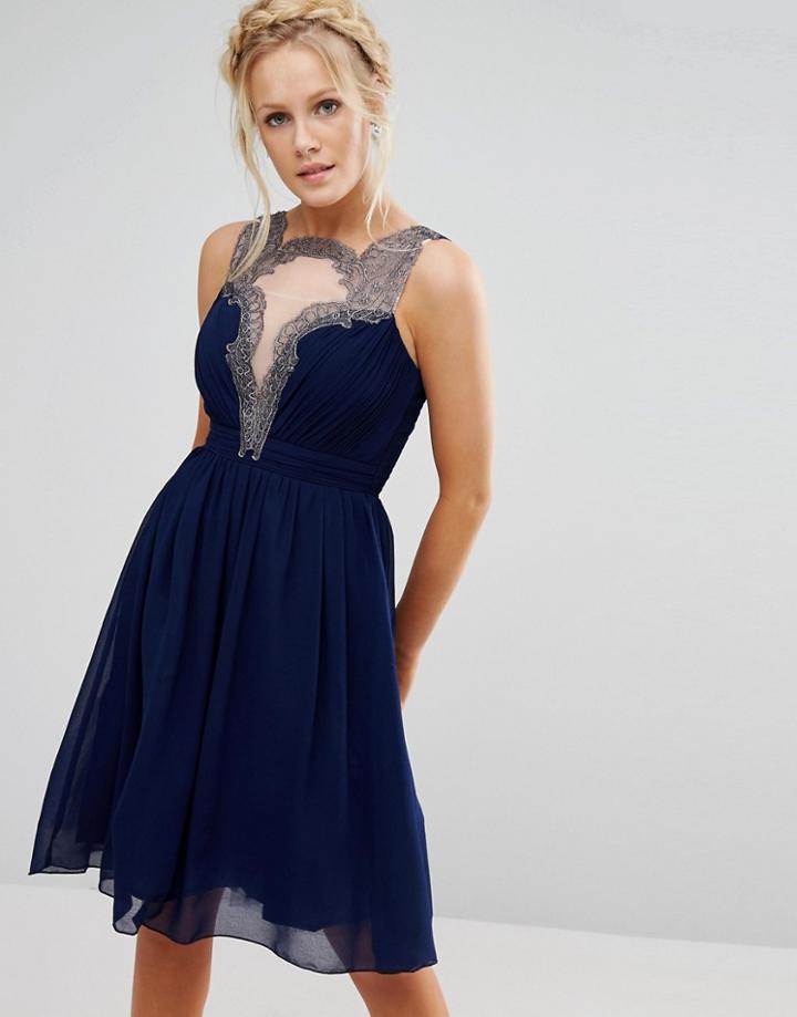 Little Mistress Skater Dress With Embellished Detail - Black