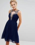Little Mistress Skater Dress With Embellished Detail - Black