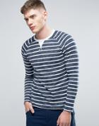 Esprit Long Sleeve Raglan Top With Printed Stripe - Navy