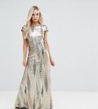 Tfnc Petite Allover Sequin Maxi Dress With Fishtail - Gold