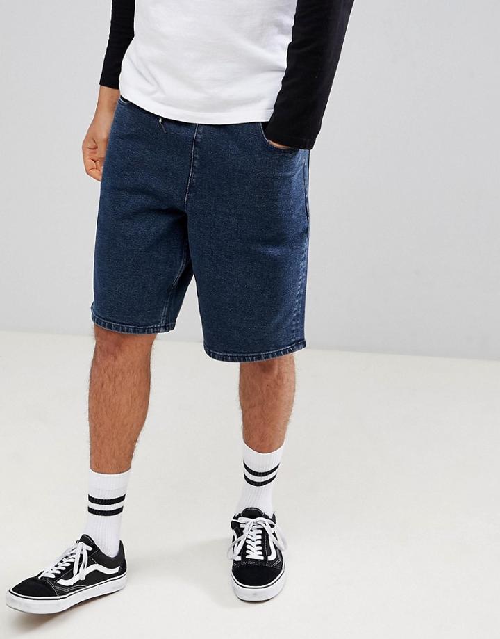 Asos Design Denim Shorts In Relaxed Fit With Drawcords - Black