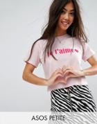 Asos Petite T-shirt In Je T'aime Print - Pink