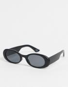 Asos Design Oval Sunglasses In Black With Smoke Lens
