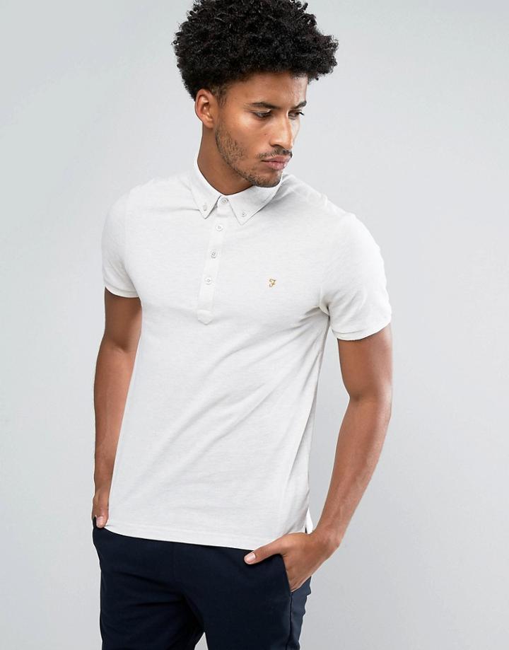 Farah Merriweather Short Sleeve Marl Polo Shirt In Chalk - White