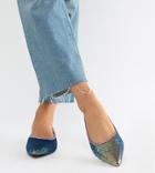 Asos Design Wide Fit Latch Sequin Pointed Ballet Flats - Multi