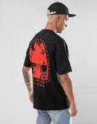 Asos Oversized T-shirt With Rip Chaos Front And Back Print With Acid Wash - Black