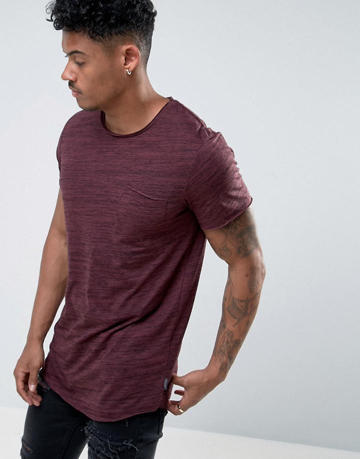 Jack & Jones Curved Hem Longline T-shirt - Red
