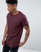 Jack & Jones Curved Hem Longline T-shirt - Red
