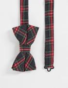 Twisted Tailor Bow Tie In Black With Red And White Check-multi