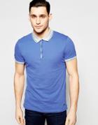 Boss Orange Polo Shirt With Contrast Collar Regular Fit In Blue - Blue