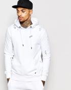 Criminal Damage Hoodie With Distressing - White