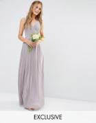 Tfnc Wedding Pleated Embellished Maxi Dress - Opal Gray